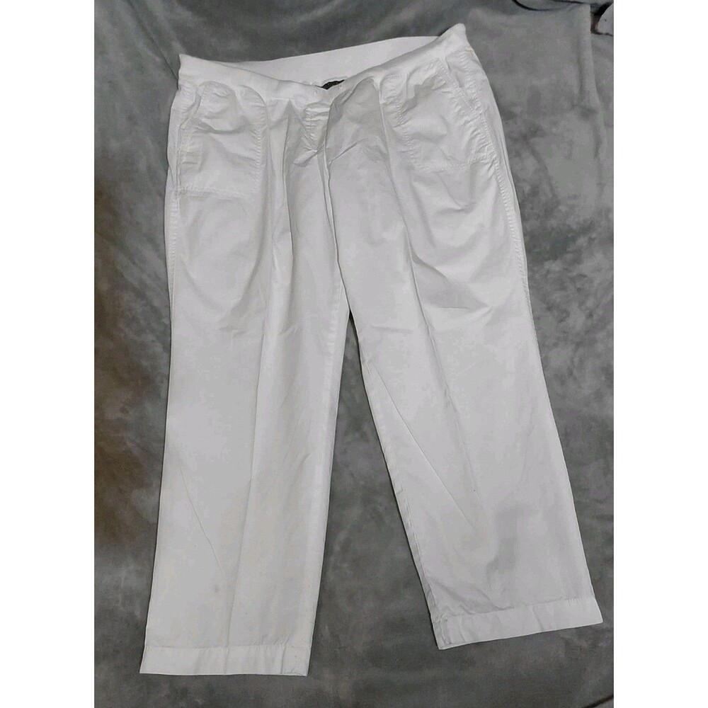 Talbots Slim Cropped Pant Womens 18WP White Straight Leg Relaxed Fit Comfort